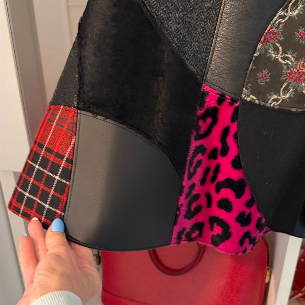 Junya Watanabe Red And Black Patchwork Mini Skirt - image 7